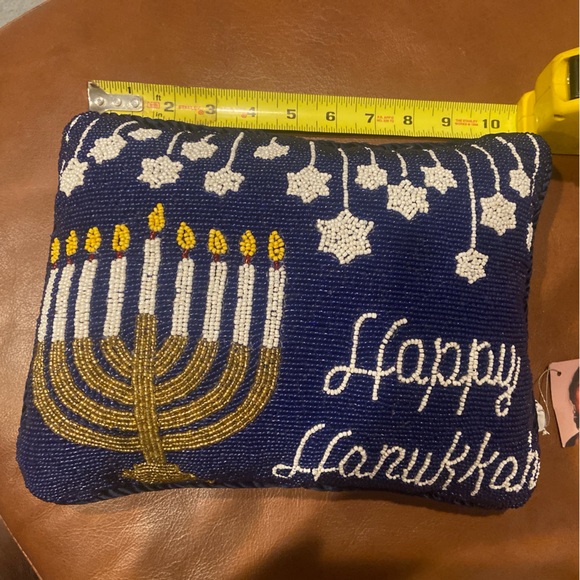 NWT! Bloomingdale’s Sudha Pennathur beaded Happy Hanukkah Decorative Pillow